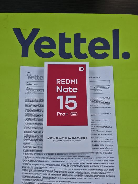 КАТО НОВ 512GB Xiaomi Redmi Note 15 Pro Plus 5G Yettel Гаранция 2029 Black