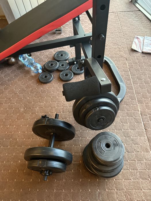 Banca Fitness Multifunctionala ca noua! + gantere, +greutati
