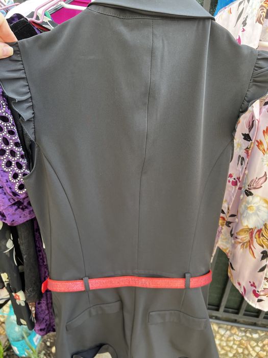 Salopeta Killah neagra, bluza neagra dantela si mov catifea universala