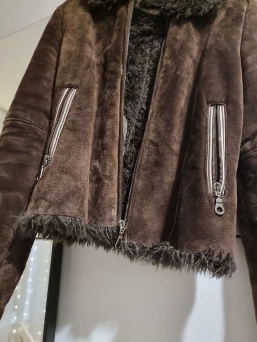 Geaca piele Mango imblanita