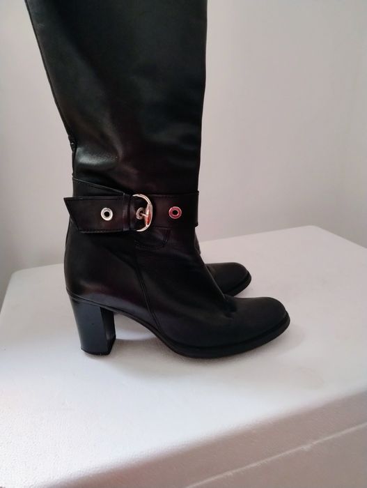 Cizme din piele, cu toc de 8 cm