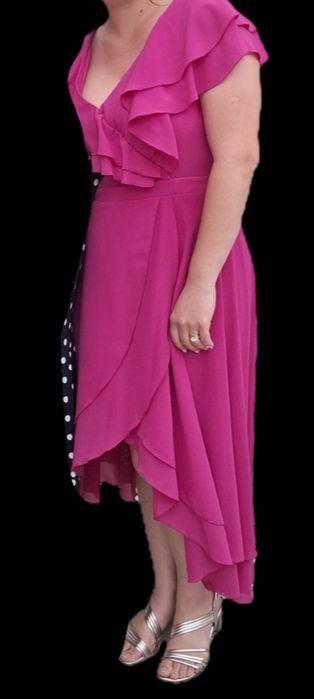 Rochie pentru nunta, ocazie, petrecere, fucsia, marimea 46