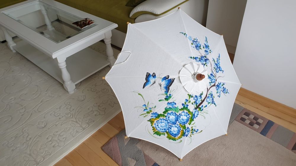Umbrela decorativa/creativa, din lemn, canvas, traditionala din Asia