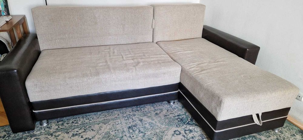 Coltar extensibil bej cu maro inchis, 230×160, 2 lazi de depozitare