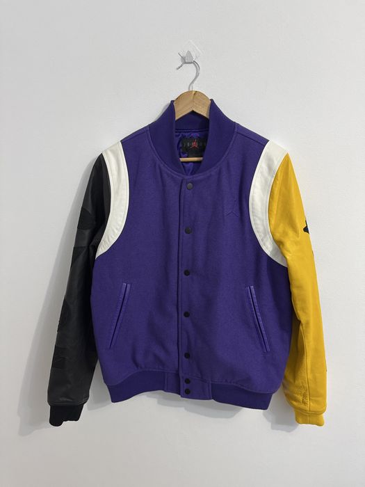 Geaca piele colegiu Jordan Varsity Dna Lakers marime S - M