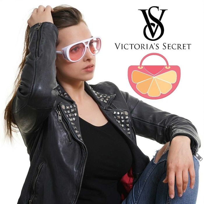 %ПРОМО% VICTORIA'S SECRET – Дамски слънчеви очила WHITE & PINK Aviator