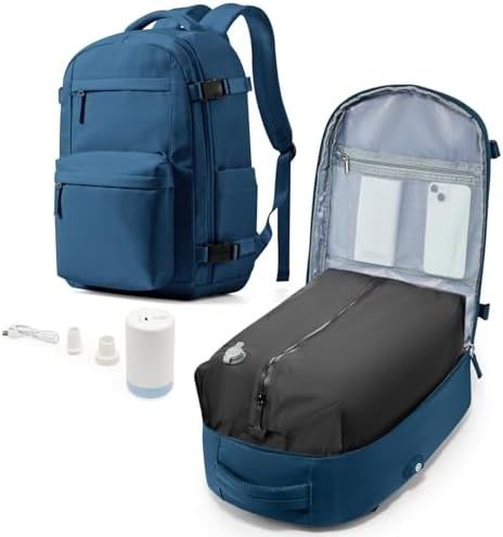 Раница за ръчен багаж livbote с вакуумна компресия и помпа, 40L, Синя