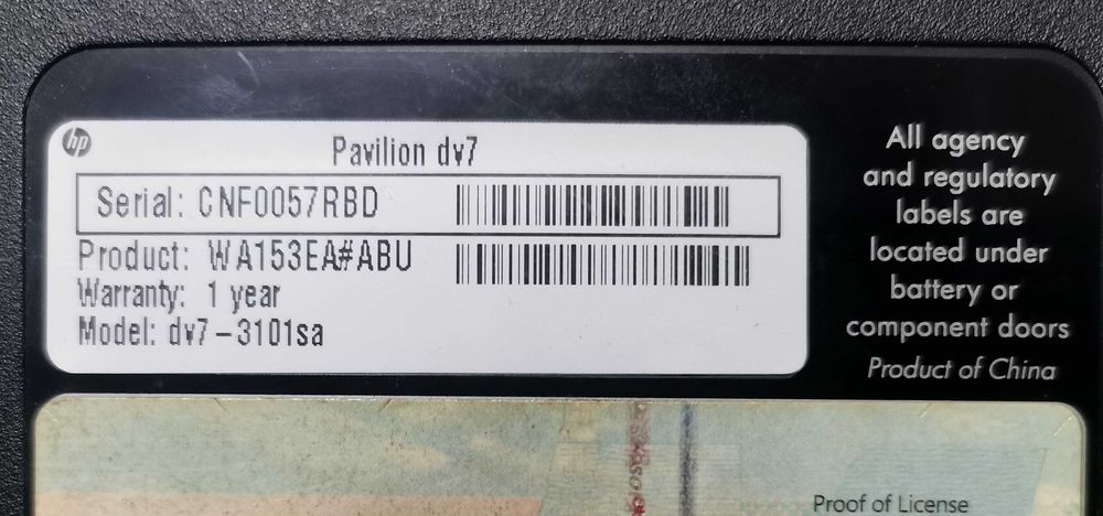 За части или сервиз! Работещ лаптоп HP Pavilion dv-7 - 3101sa, 17 "
