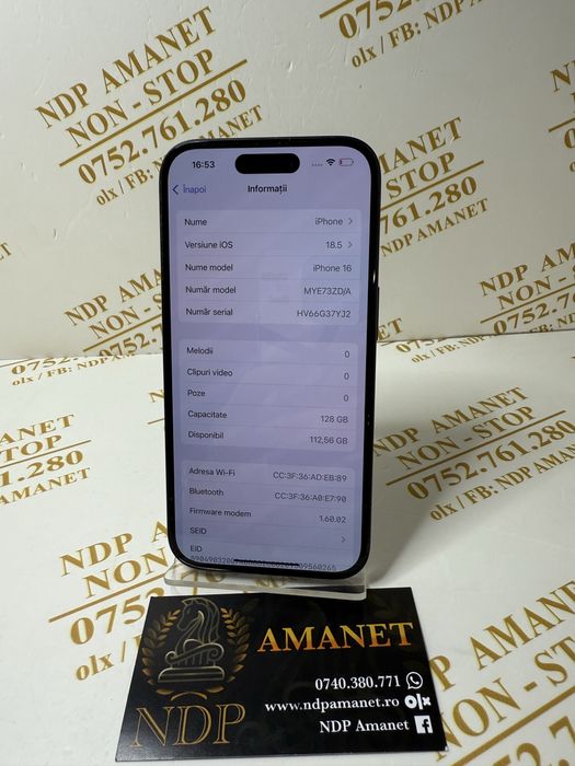 NDP Amanet Braila Iphone 16 128gb (46713)