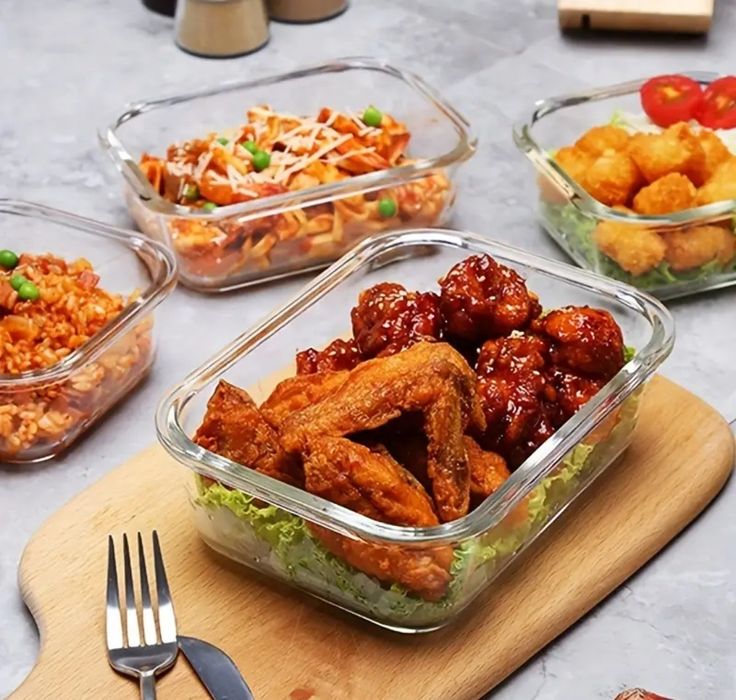 Комплект контейнери за храна от стъкло без BPA, подходящи за микровълн