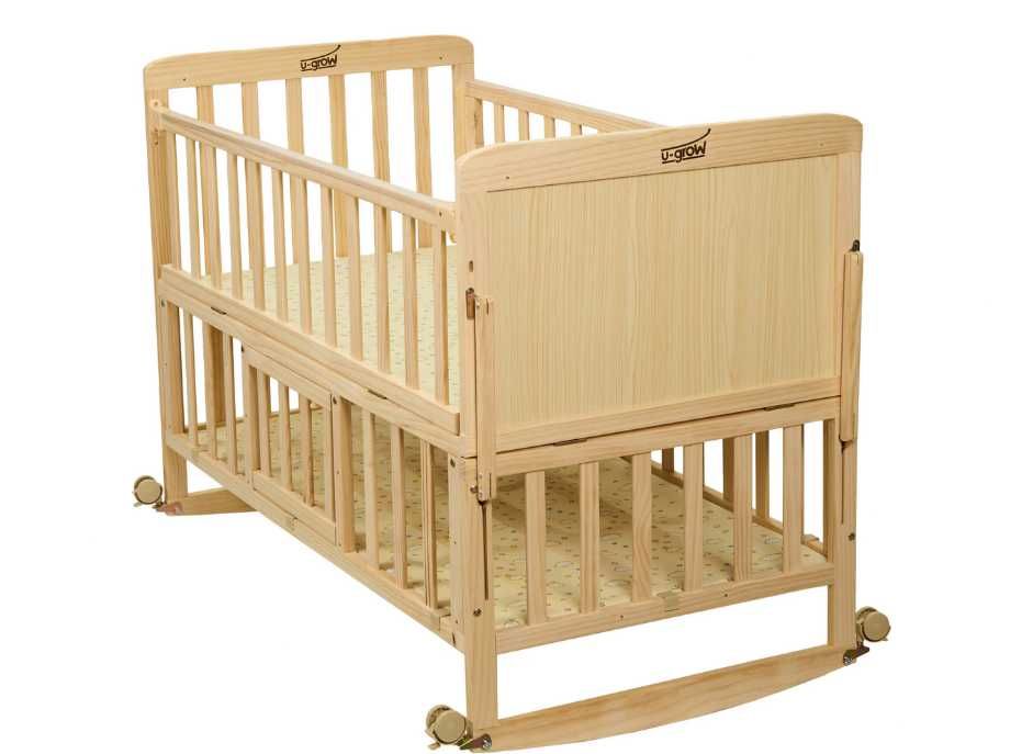 Vand Patut multifunctional din lemn pe roti U-Grow UBB107 120X60 cm, functie co sleeping