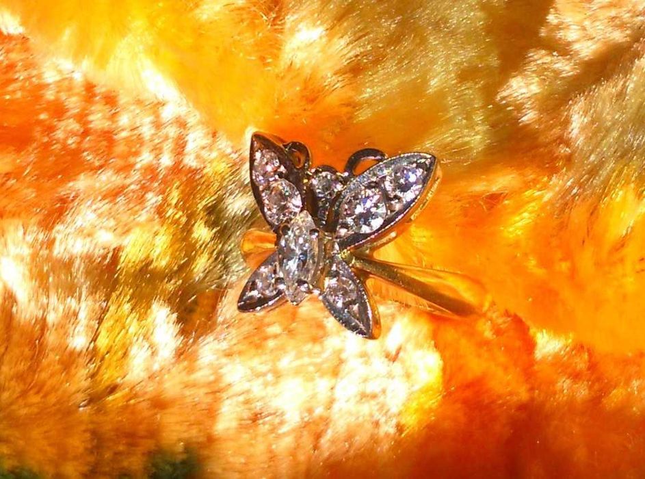 кольцо бриллиантовое "Бабочка" СССР 1975г.