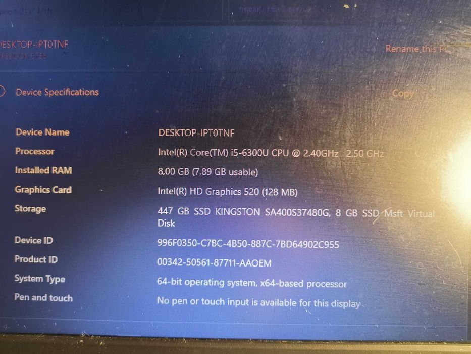 Laptop Fujitsu E736, 13,3" HD,  intel i5-6300U, 2.40GHz, 8GB RAM DDR3,