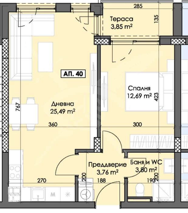 Двустаен апартамент  в Тракия 111237