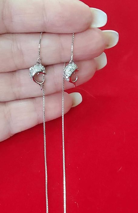 AG71, cercei argint 925,noi/marcati,delfini, zirconii albe, deosebiti