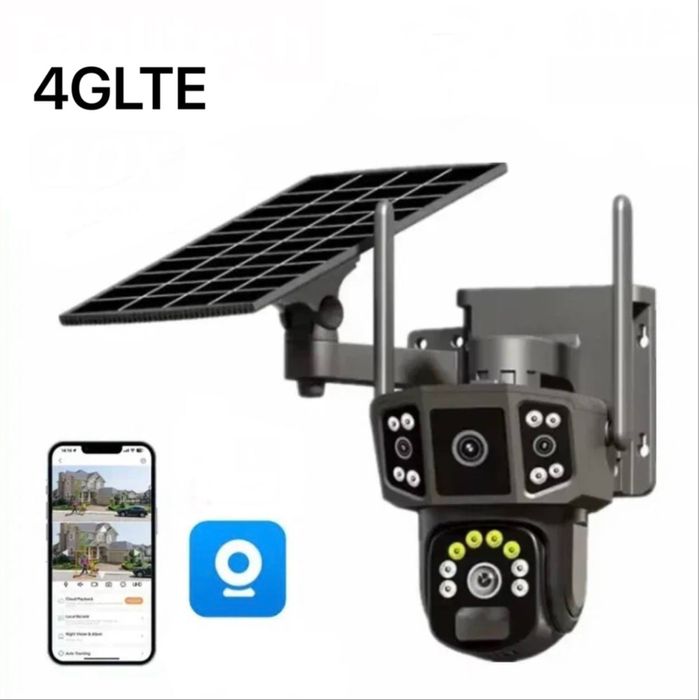 Солнечная Двойная Камера с симкартой 4G солнечной панелью