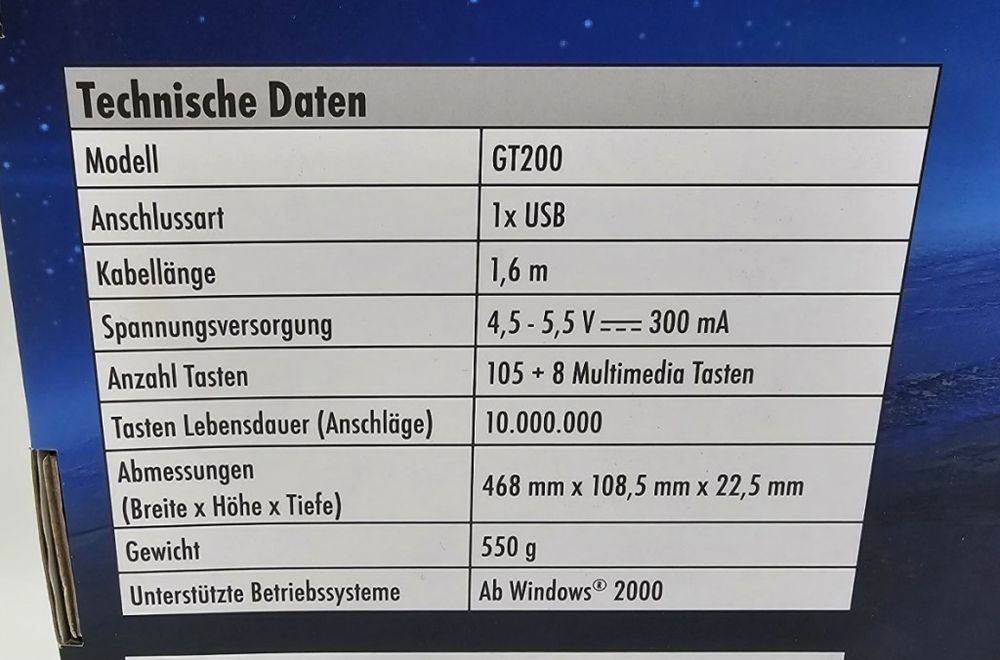 Гейминг клавиатура със синя подстветка GT200