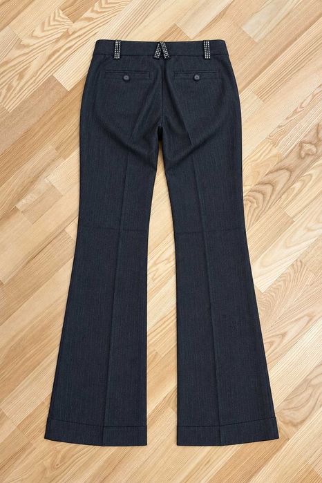 Costum damă Pinko S, sacou cambrat + pantaloni evazați, lână & viscoză, gri antracit