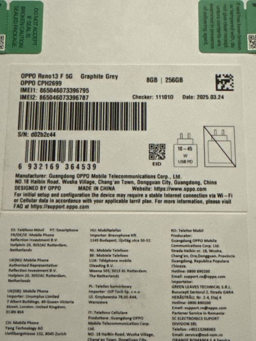 OPPO Reno 13 F • 5G • 256 GB • NOU • Sigilat