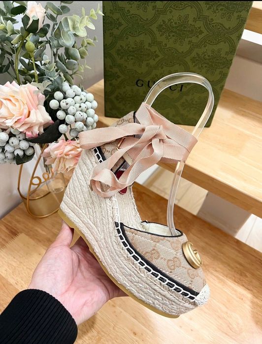 Gucci дамски сандал еспадрили платформа wedge sandal