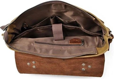 UrbanBag geantă de umăr din piele naturală și material textil cerat Urban Bag Zvolen – Maro
