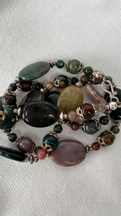 Colier argint agate
