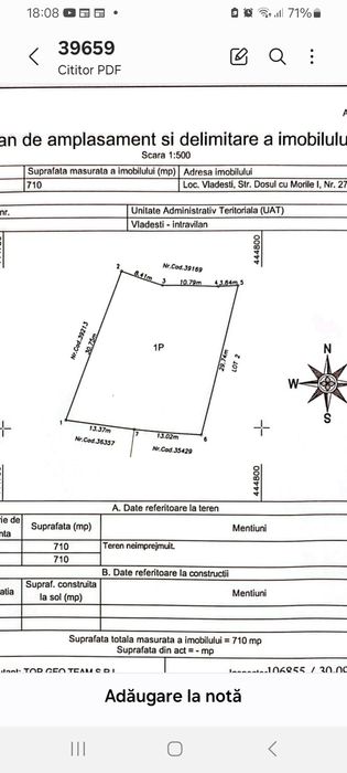 Ultima Ocazie unica. Ultimul  teren 710mp intravilan +192mp extravilan