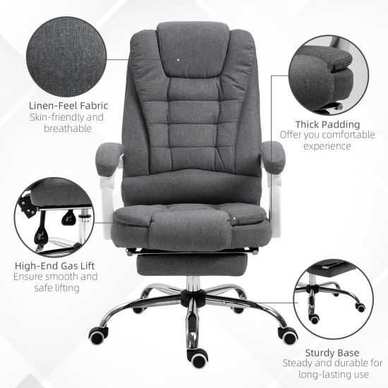 Scaun de Birou Ergonomic Vinsetto cu Suport pentru Picioare Gri