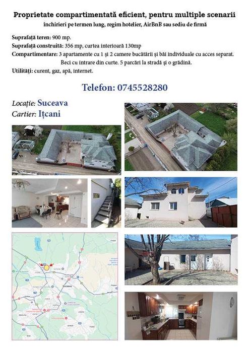 Triplex 356mp cu băi, bucătării, utilitati separate 5 parcari stradale