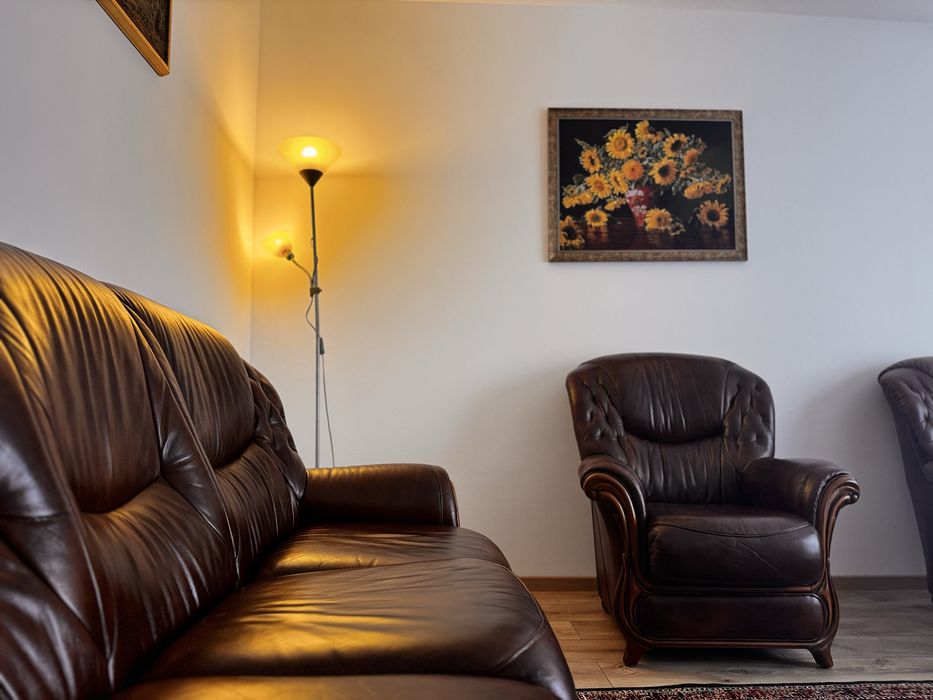 Canapea piele cu fotolii retro extensibila, Italia