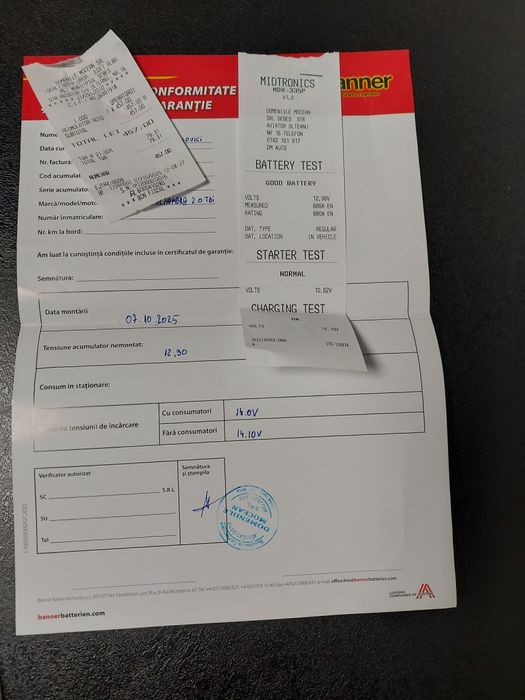 vând Baterie Nouă cu garanție doi ani