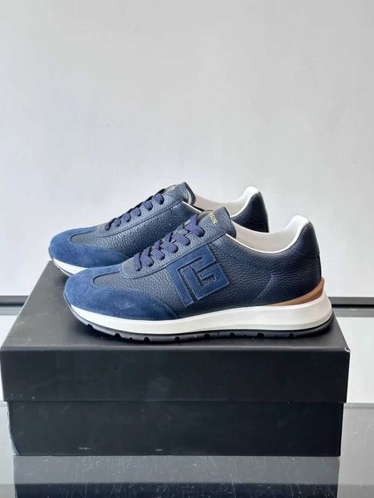 Balmain Monogram Runner Sneaker "Navy Blue Leather"