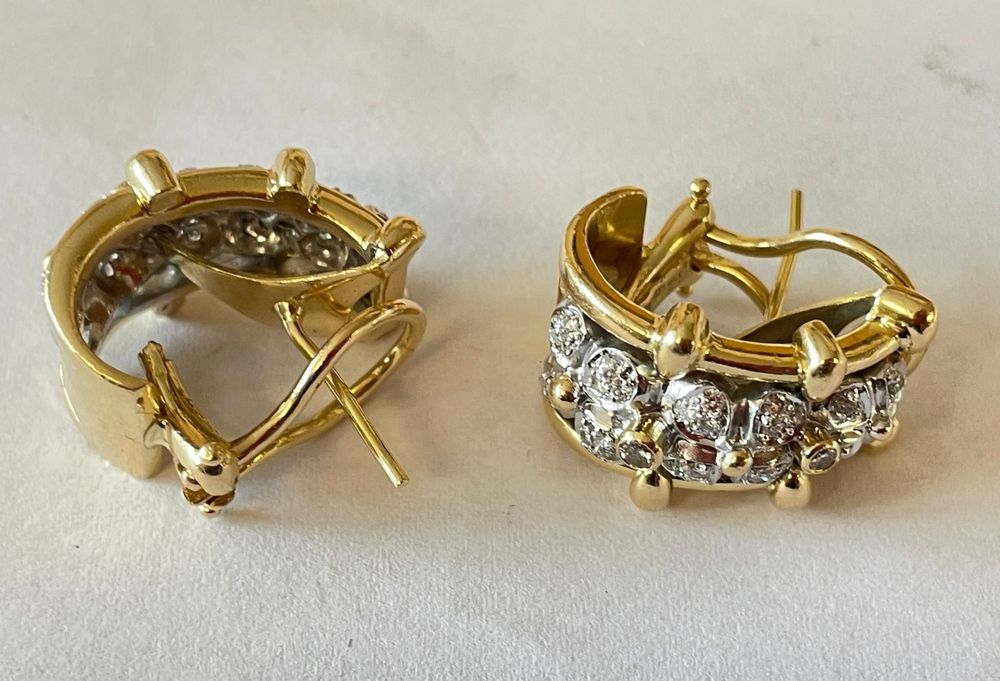 Cercei aur 18 k cu diamante naturale aproximativ 0,8 kt masivi