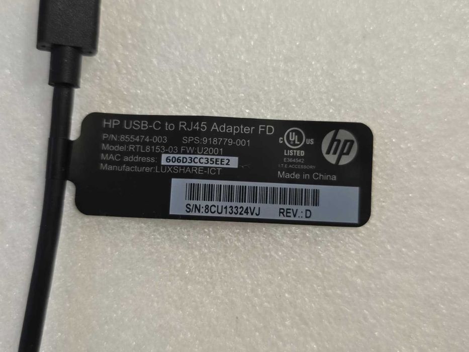 Placa de retea externa HP RJ45 Gigabit 100/1000Mbs la USB-C RTL8153-03