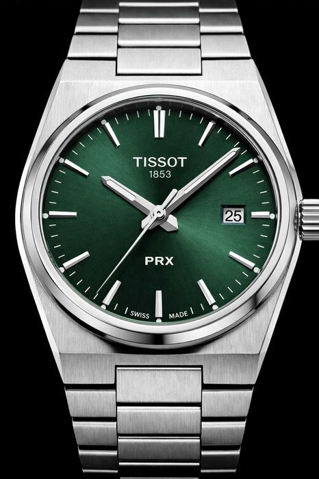 Tissot PRX 35mm Verde Swiss Made Safir Otel Nou Cutie Factura Garantie
