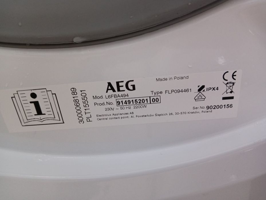 Като нова пералня Аег Aeg Series 6000  A+++ 9кг  24 месеца гаранция!