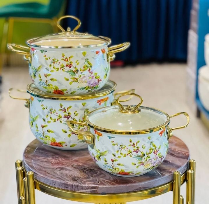 Эмалированная суповая кастрюля 22см 4.5Л