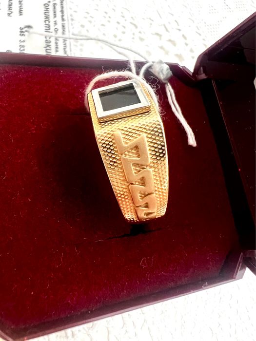 Кольцо мужское печатка, кольцо 585