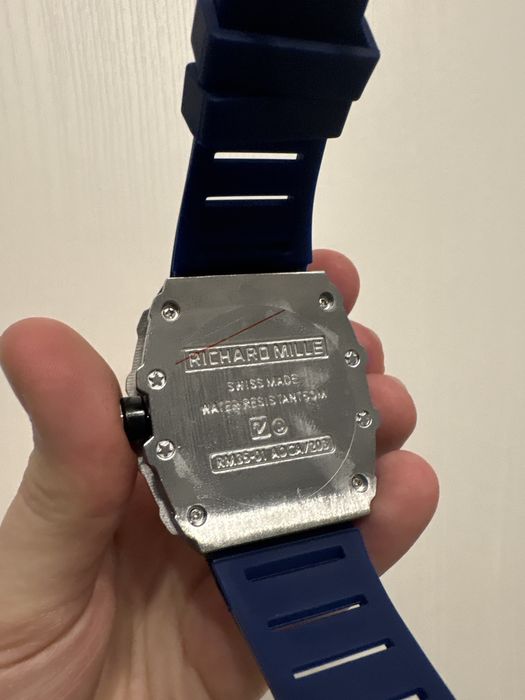 Ceas Richard Mille Silver, Curea albastru inchis