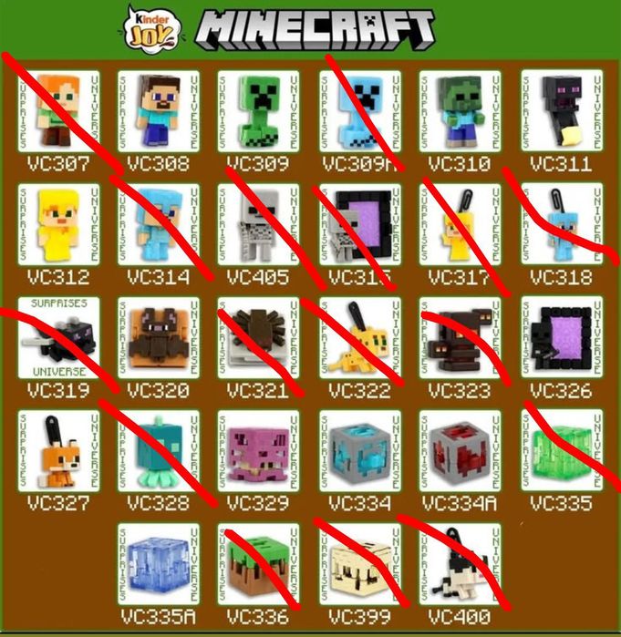 Minecraft kinder фигурки