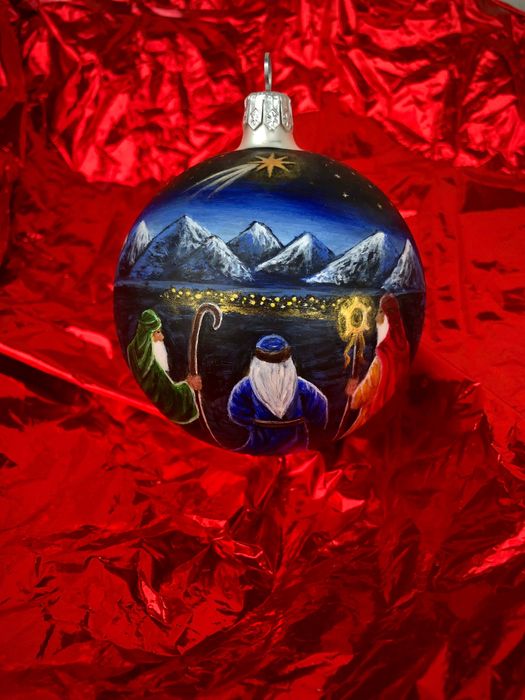 Glob de sticlă pictat manual- Cei trei crai de la Răsărit