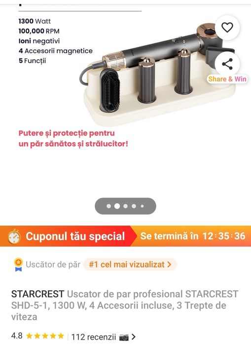 Uscator de par cu diferite functii