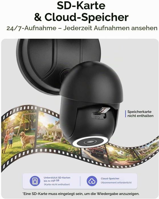 2K външна WiFi камера Meloght с прожектор 3500LM, 360° и AI проследяване