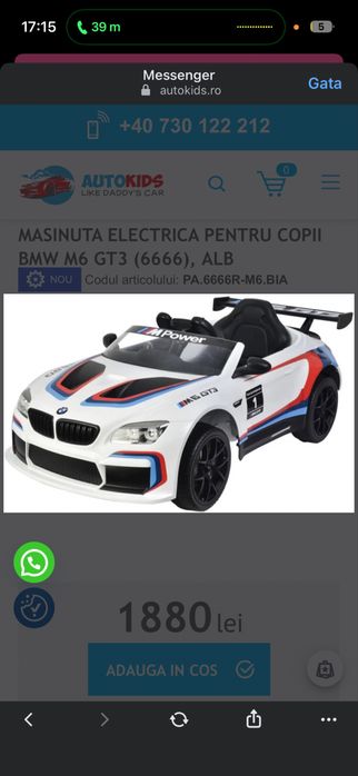 Masinuta electrica  copii Bmw m6 ALB
