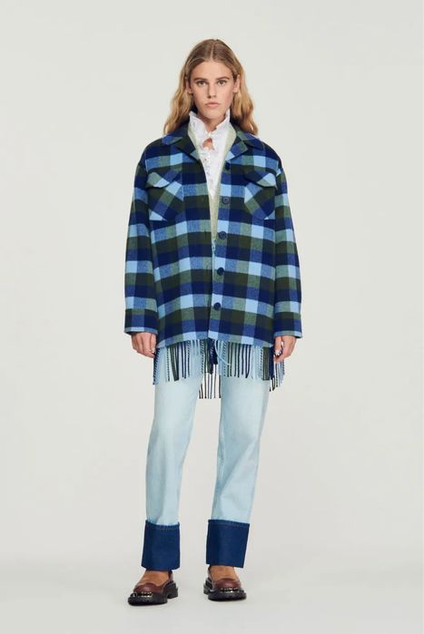 Jachetă Sandro din lână cu franjuri