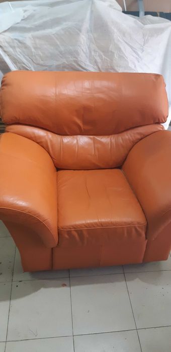 холна гарнитура от ЕСТЕСТВЕНА КОЖА с функция сън