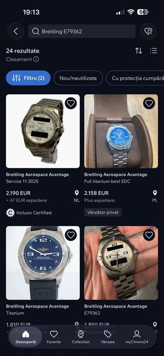 Ceas Breitling Aerospace Chronometre Titanium schimb cu omega tudor iwc