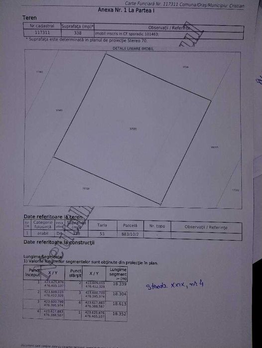 De vanzare un teren intravilan cu o suprafata de 800 mp, cu utilitati