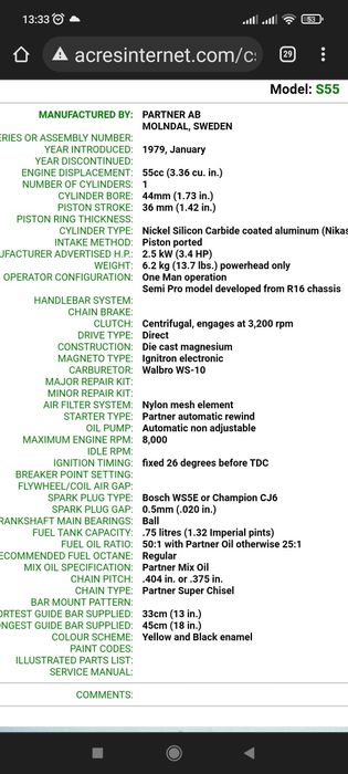Моторен трион,резачка Partner S55