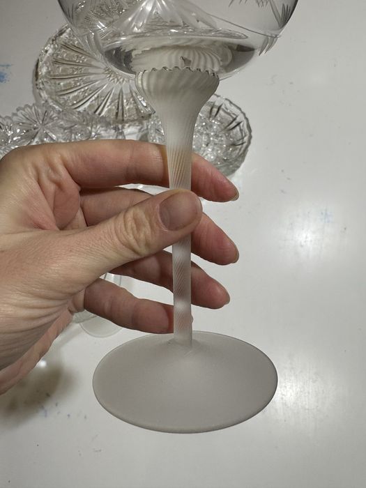 Set 5 pahare tip goblet din sticlă gravată